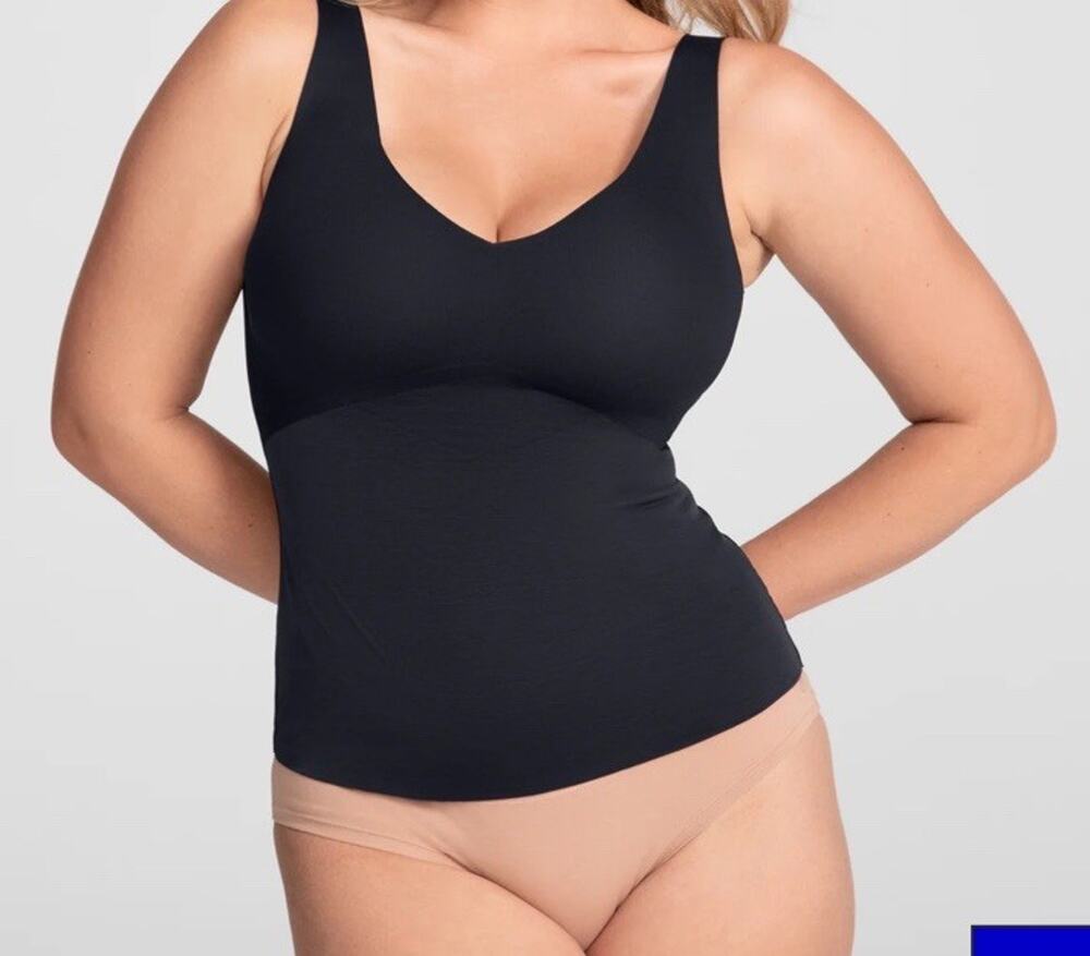 Honeylove Liftwear Tank Removable Pads Black Shapewear Size 2 XLarge